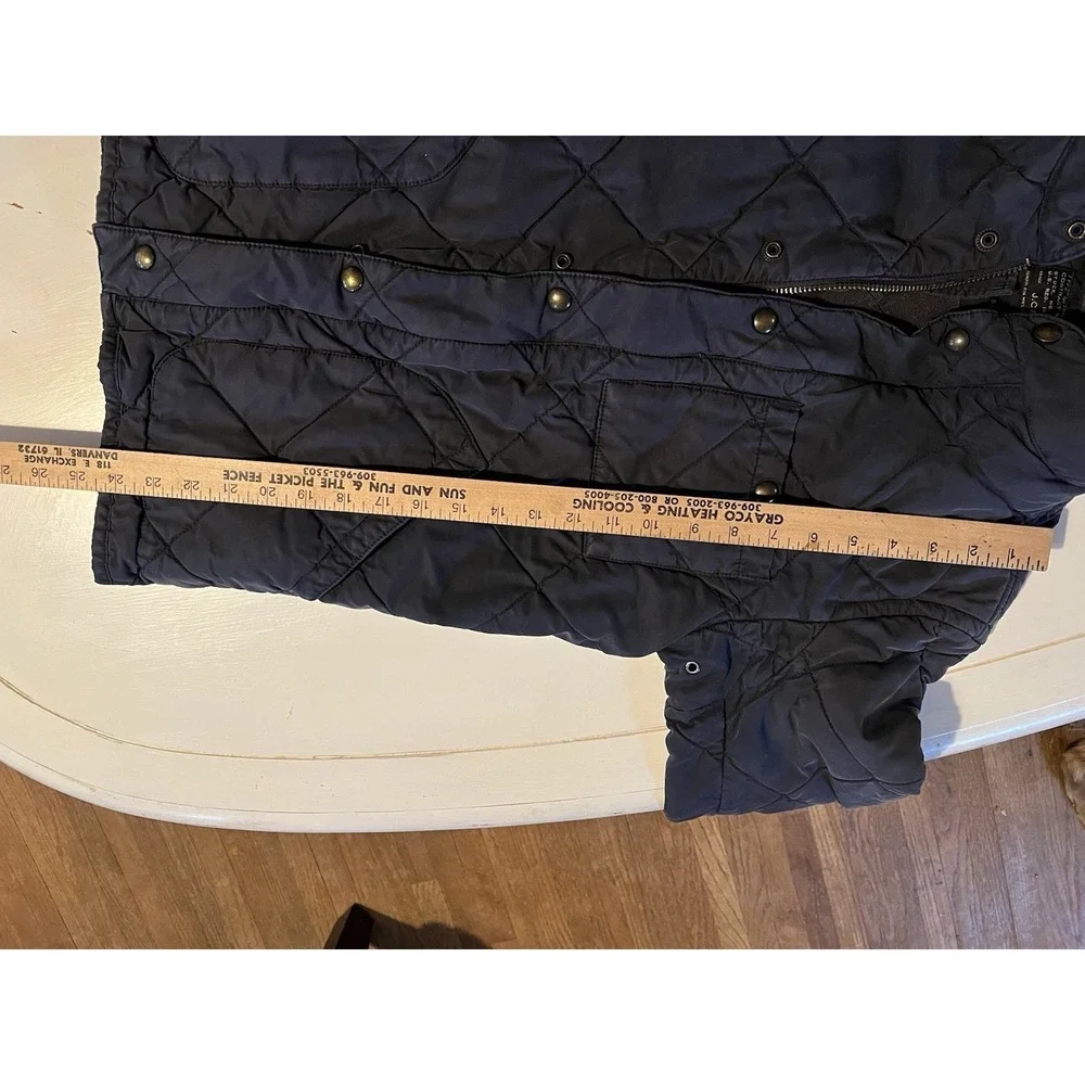 J Crew Quilted Utility Field Jacket Mens Small Navy Diamond Quilt Snap Zip